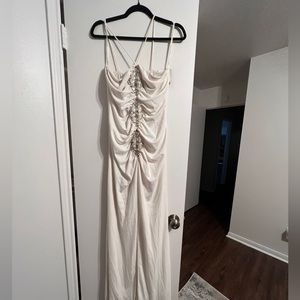 Formal ivory halter dress